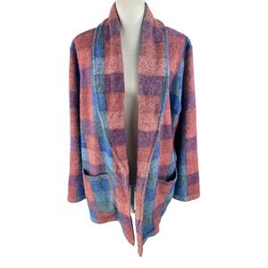 Hinge Nordstrom 1 Large Coatigan Cardigan Plaid Checkered Boho Oversized Flannel